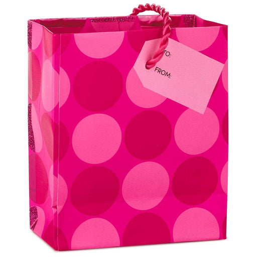 Hallmark : Hot Pink Glitter Dots Gift Card Holder Mini Bag, 4.5" -