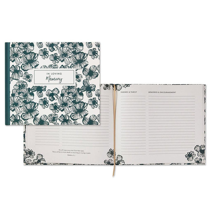 Hallmark : In Loving Memory Floral Funeral Guest Book -