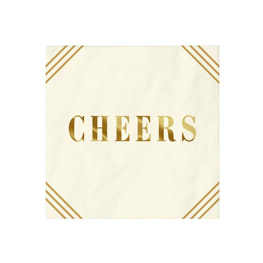 Hallmark : Ivory and Gold "Cheers" Cocktail Napkins, Set of 16 - Hallmark : Ivory and Gold "Cheers" Cocktail Napkins, Set of 16