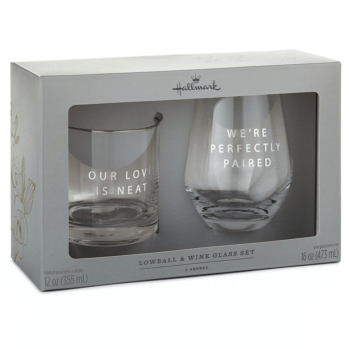 Hallmark : Lowball and Stemless Wine Glass, Set of 2 -