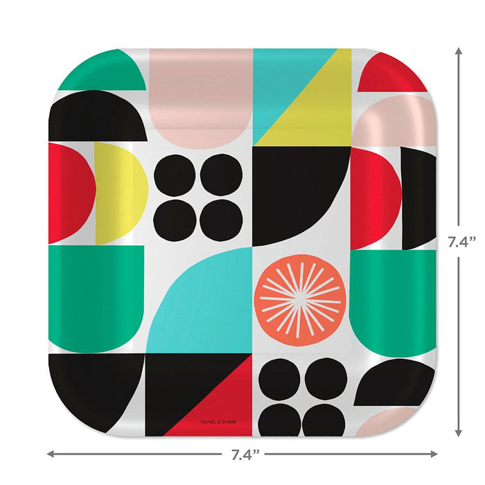 Hallmark : Multicolor Mod Square Dessert Plates, Set of 8 - Hallmark : Multicolor Mod Square Dessert Plates, Set of 8