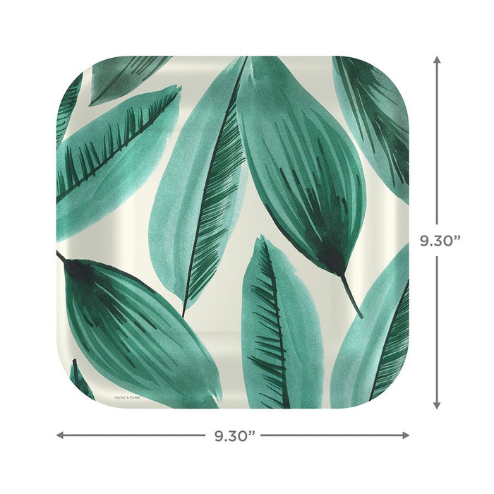Hallmark : Palm Leaves Print Square Dinner Plates, Set of 8 - Hallmark : Palm Leaves Print Square Dinner Plates, Set of 8