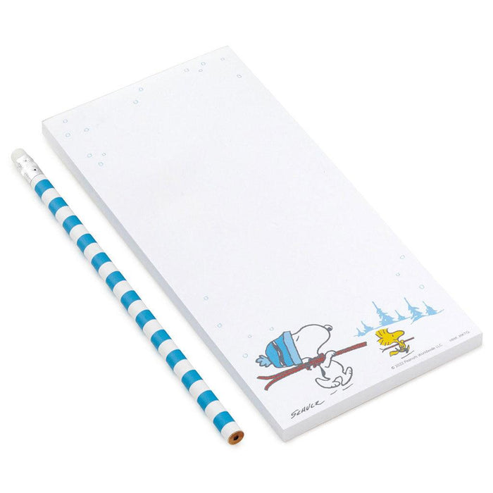 Hallmark : Peanuts Snoopy and Woodstock With Skis Memo Pad and Pencil - Hallmark : Peanuts Snoopy and Woodstock With Skis Memo Pad and Pencil - Annies Hallmark and Gretchens Hallmark, Sister Stores