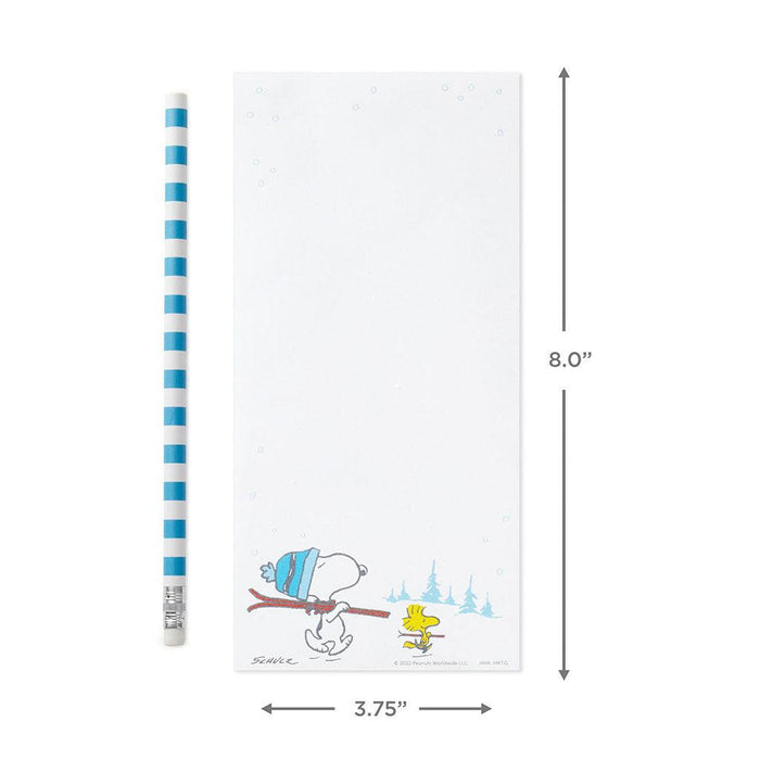 Hallmark : Peanuts Snoopy and Woodstock With Skis Memo Pad and Pencil - Hallmark : Peanuts Snoopy and Woodstock With Skis Memo Pad and Pencil - Annies Hallmark and Gretchens Hallmark, Sister Stores