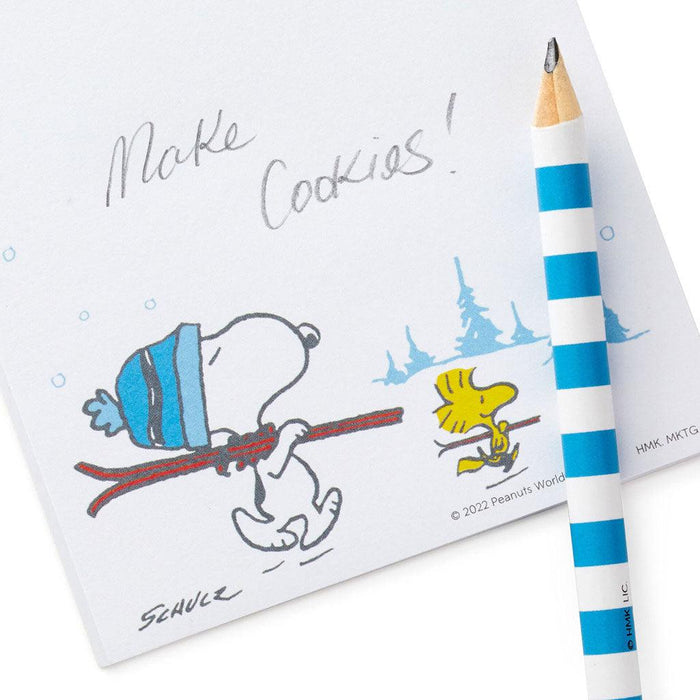 Hallmark : Peanuts Snoopy and Woodstock With Skis Memo Pad and Pencil - Hallmark : Peanuts Snoopy and Woodstock With Skis Memo Pad and Pencil - Annies Hallmark and Gretchens Hallmark, Sister Stores