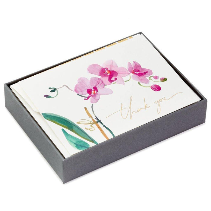 Hallmark : Pink Orchid Blank Thank-You Notes, Box of 10 -