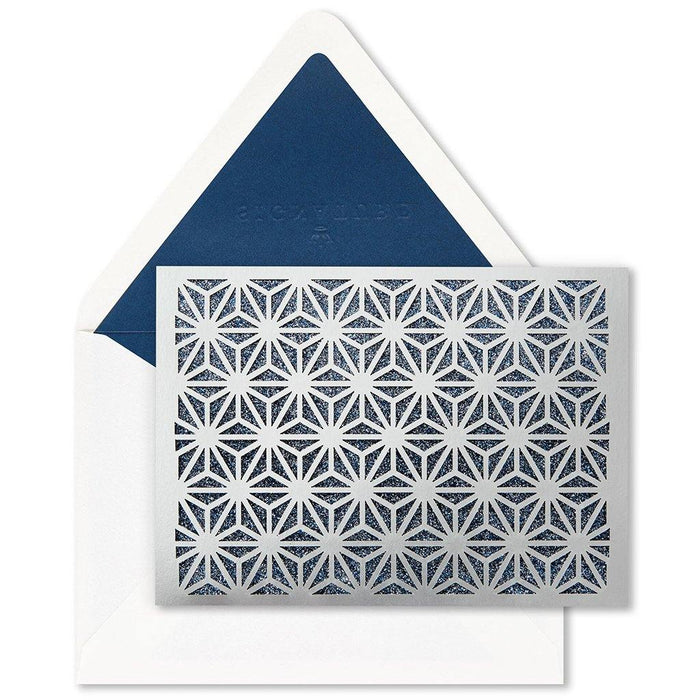 Hallmark : Silver Stars and Blue Glitter Blank Note Cards, Box of 8 -
