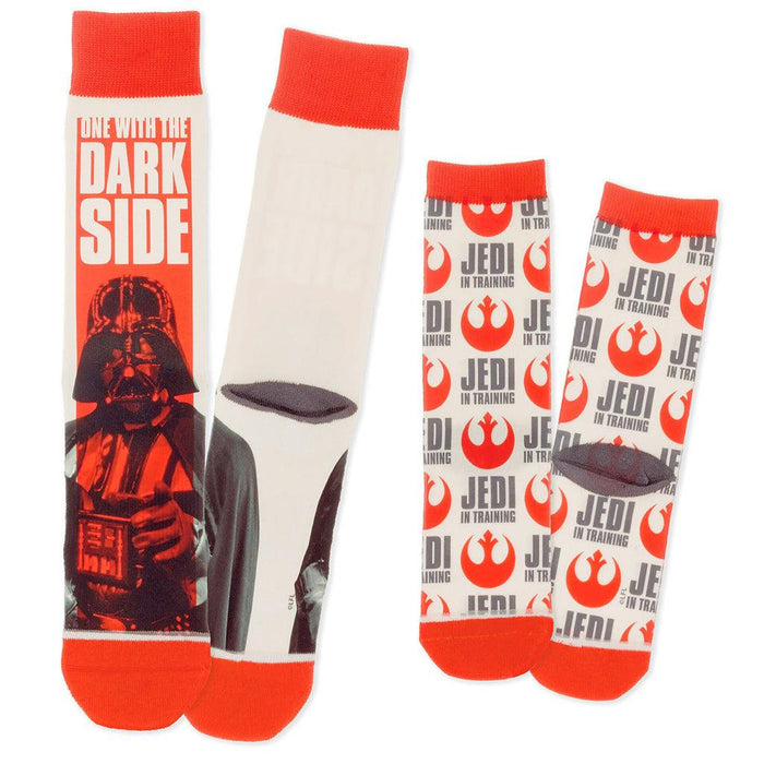 Hallmark : Star Wars™ Darth Vader™ and Jedi in Training Adult and Child Novelty Crew Socks, Set of 2 -