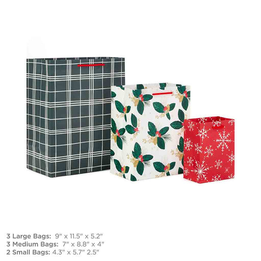 Hallmark : Traditional Fun 8-Pack Assorted Christmas Gift Bags - Hallmark : Traditional Fun 8-Pack Assorted Christmas Gift Bags