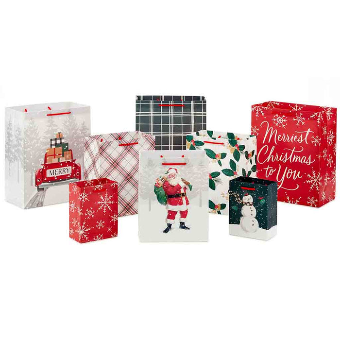 Hallmark : Traditional Fun 8-Pack Assorted Christmas Gift Bags - Hallmark : Traditional Fun 8-Pack Assorted Christmas Gift Bags