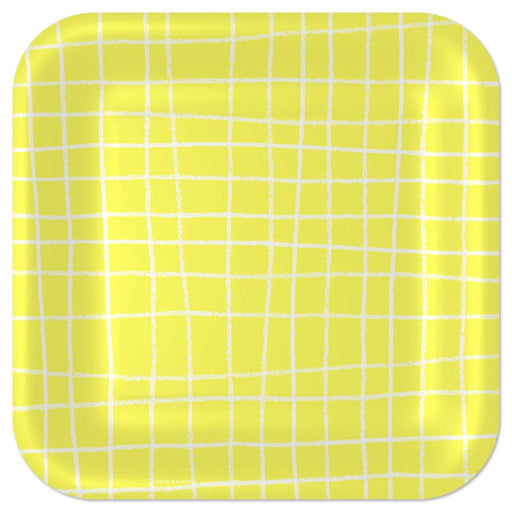 Hallmark : Yellow Grid Square Dinner Plates, Set of 8 - Hallmark : Yellow Grid Square Dinner Plates, Set of 8