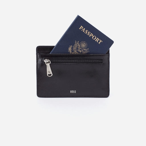 HOBO : Euro Slide Black Leather Credit Card Wallet -