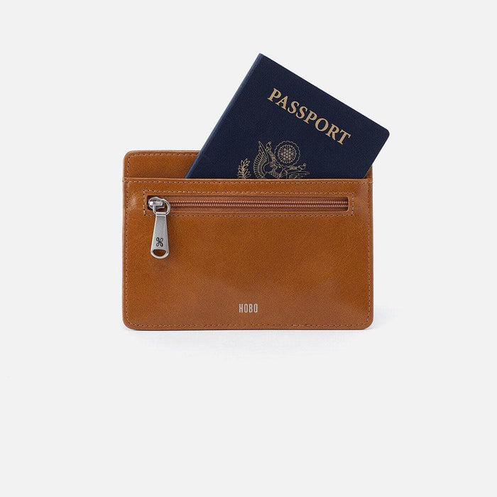 HOBO : Euro Slide Leather Credit Card Wallet in Truffle -