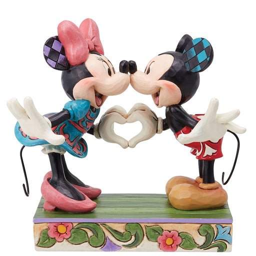 Jim Shore : Disney Mickey and Minnie Making Heart Hands Figurine, 4.5" - Jim Shore : Disney Mickey and Minnie Making Heart Hands Figurine, 4.5"