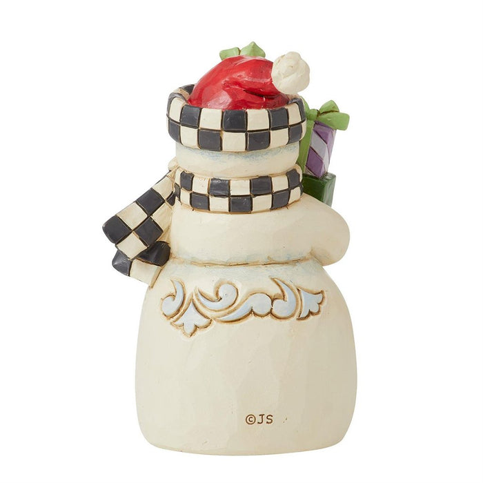 Jim Shore : Mini Snowman with Checkered Hat - Jim Shore : Mini Snowman with Checkered Hat