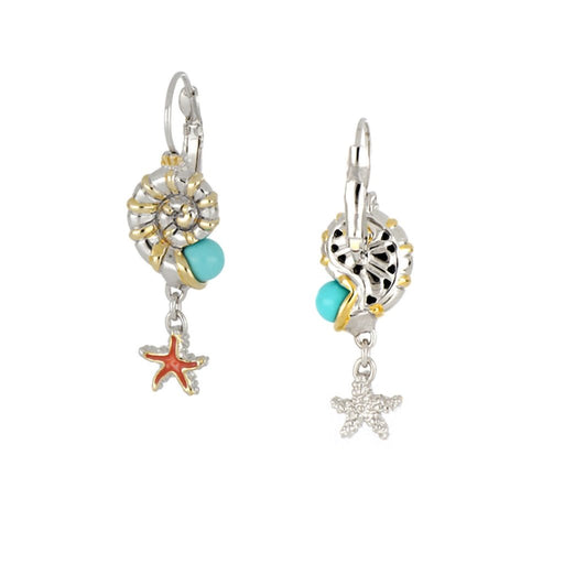 John Medeiros : Caraíba Collection Nautilus & Starfish French Wire Earrings - John Medeiros : Caraíba Collection Nautilus & Starfish French Wire Earrings