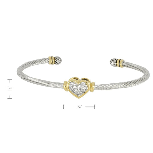 John Medeiros : Celebration Petite Pave Heart Wire Cuff Bracelet -