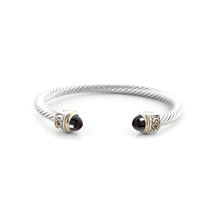 John Medeiros : Nouveau Small Wire Cuff with Accent Stone -