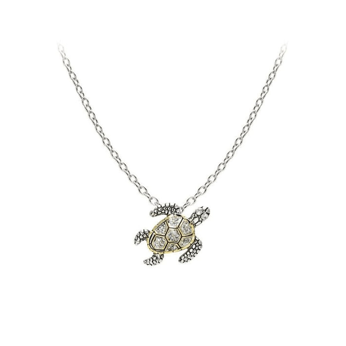 John Medeiros : Ocean Images Seaside Collection Pavé Turtle Slider with Chain -