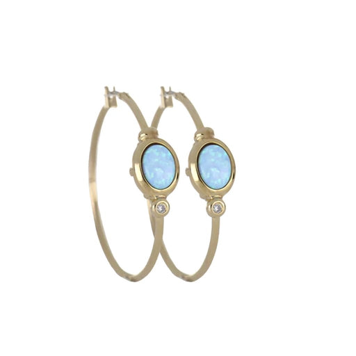 John Medeiros : Opalas Do Mar Blue Opal Oval Hoop Gold Earring - John Medeiros : Opalas Do Mar Blue Opal Oval Hoop Gold Earring