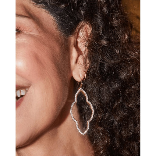 Kendra Scott : Abbie Gold Open Frame Earrings in White Crystal -
