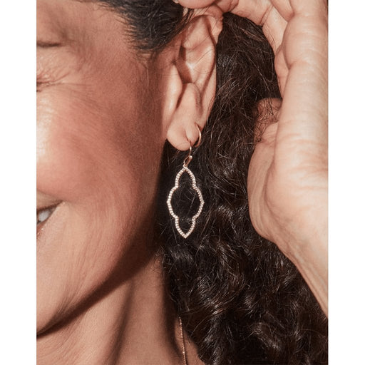 Kendra Scott : Abbie Gold Small Open Frame Earrings in White Crystal -