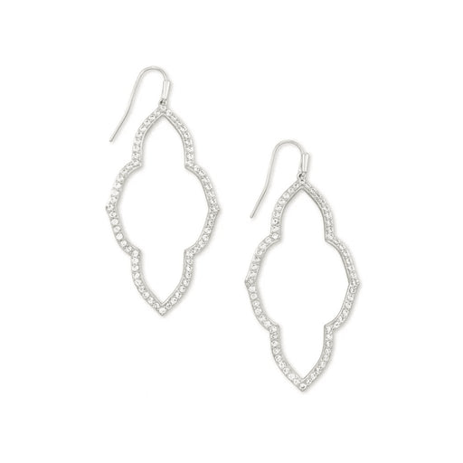Kendra Scott : Abbie Silver Open Frame Earrings in White Crystal -