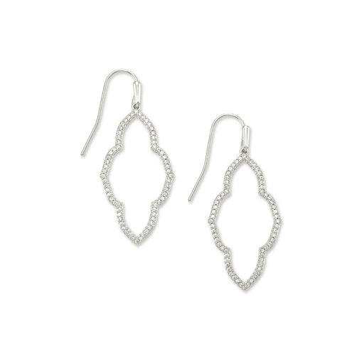 Kendra Scott : Abbie Silver Small Open Frame Earrings in White Crystal -