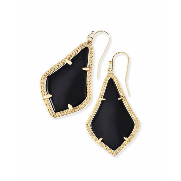 Kendra Scott : Alex Gold Drop Earrings In Black Opaque Glass -
