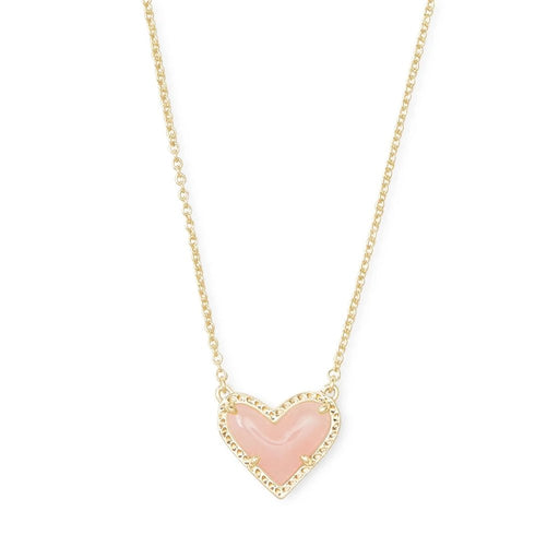 Kendra Scott : Ari Heart Gold Pendant Necklace in Rose Quartz - Kendra Scott : Ari Heart Gold Pendant Necklace in Rose Quartz