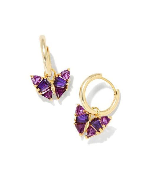 Kendra Scott : Blair Gold Butterfly Huggie Earrings in Purple Mix - Kendra Scott : Blair Gold Butterfly Huggie Earrings in Purple Mix