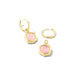 Kendra Scott : Davie Intaglio Gold Huggie Earrings in Pink Opalite Glass Dragonfly -