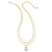 Kendra Scott : Davie Intaglio Gold Multi Strand Necklace in Pink Opalite Glass Dragonfly -
