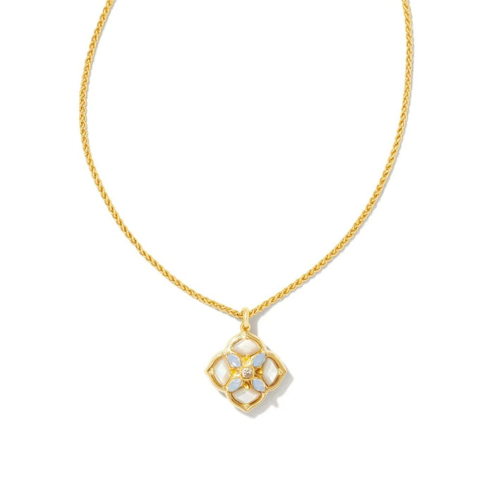 Kendra Scott : Dira Stone Gold Short Pendant Necklace in Ivory Mix - Kendra Scott : Dira Stone Gold Short Pendant Necklace in Ivory Mix