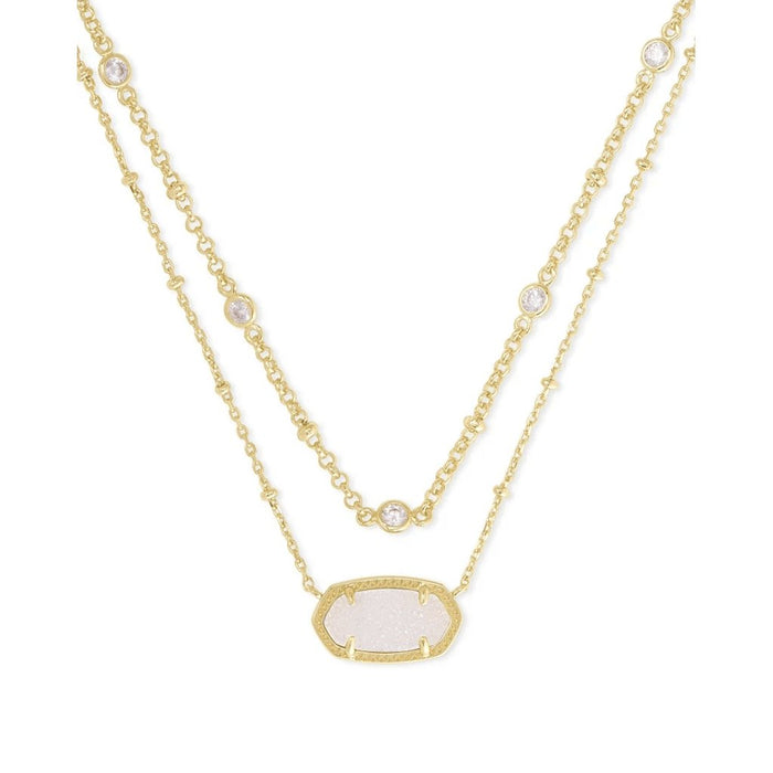 Kendra Scott : Elisa Gold Multi Strand Necklace In Iridescent Drusy -