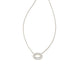 Kendra Scott : Elisa Silver Crystal Frame Short Pendant Necklace in Ivory Mother-of-Pearl - Kendra Scott : Elisa Silver Crystal Frame Short Pendant Necklace in Ivory Mother-of-Pearl