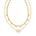 Kendra Scott : Framed Elisa Gold Multi Strand Necklace in Pink Opalite Illusion - Kendra Scott : Framed Elisa Gold Multi Strand Necklace in Pink Opalite Illusion