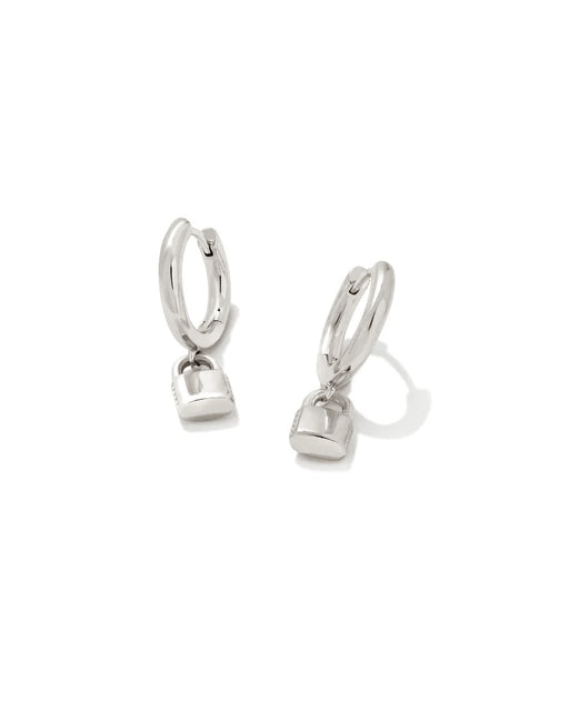 Kendra Scott : Jess Lock Huggie Earrings in Silver -