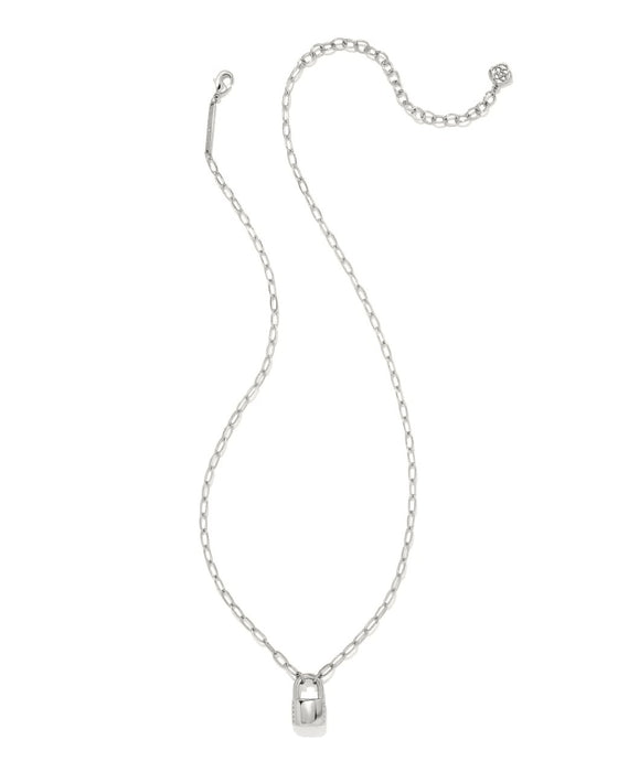 Kendra Scott : Jess Small Lock Chain Necklace in Silver -