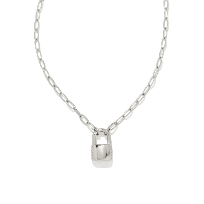 Kendra Scott : Jess Small Lock Chain Necklace in Silver - Kendra Scott : Jess Small Lock Chain Necklace in Silver