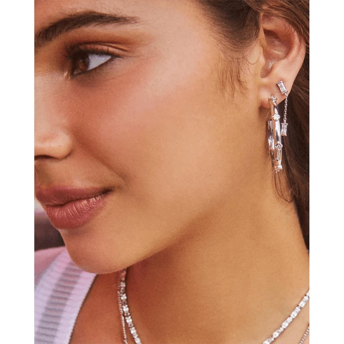 Kendra Scott : Juliette Silver Drop Earrings in White Crystal -