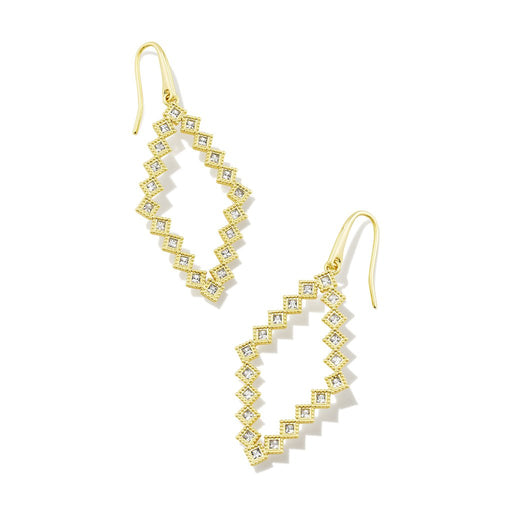 Kendra Scott : Kinsley Gold Open Frame Earrings in White Crystal - Kendra Scott : Kinsley Gold Open Frame Earrings in White Crystal