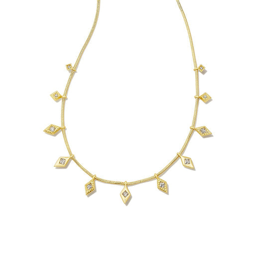 Kendra Scott : Kinsley Gold Strand Necklace in White Crystal - Kendra Scott : Kinsley Gold Strand Necklace in White Crystal