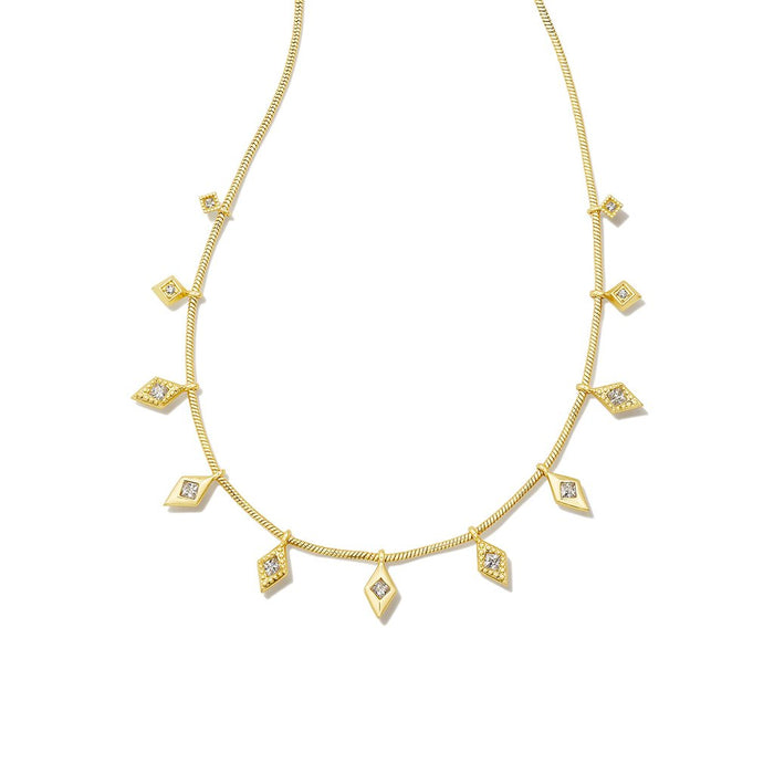 Kendra Scott : Kinsley Gold Strand Necklace in White Crystal - Kendra Scott : Kinsley Gold Strand Necklace in White Crystal