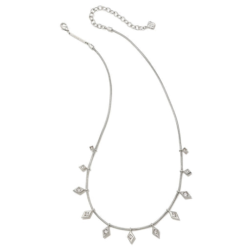 Kendra Scott : Kinsley Silver Strand Necklace in White Crystal - Kendra Scott : Kinsley Silver Strand Necklace in White Crystal