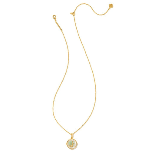 Kendra Scott : Letter J Gold Disc Reversible Pendant Necklace in Iridescent Abalone -