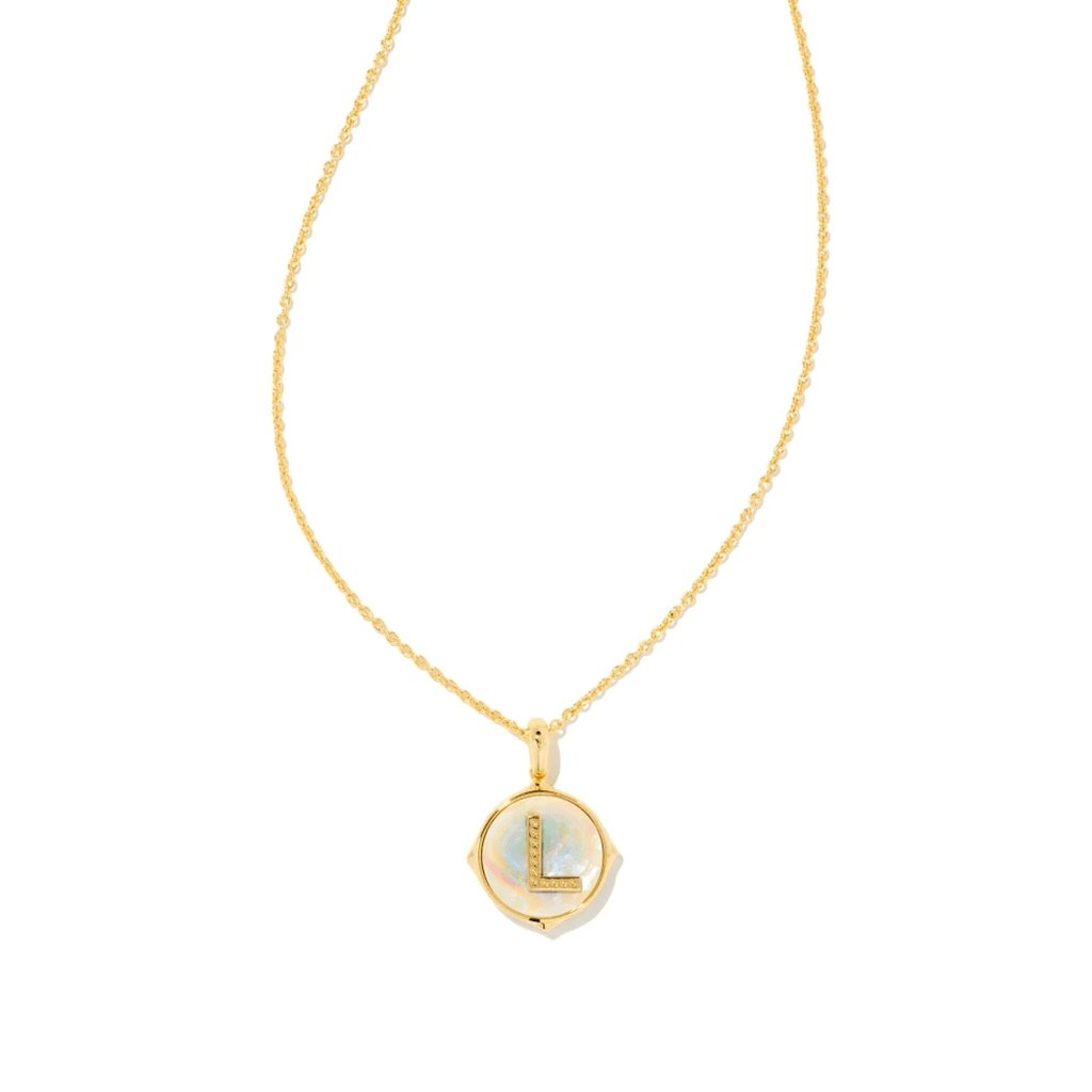 Kendra Scott : Letter L Gold Disc Reversible Pendant Necklace in ...