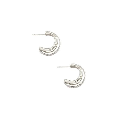 Kendra Scott : Livy Silver Huggie Earrings in White Crystal - Kendra Scott : Livy Silver Huggie Earrings in White Crystal