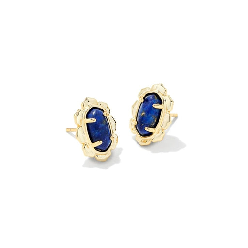 Kendra Scott : Piper Gold Stud Earrings in Blue Lapis - Kendra Scott : Piper Gold Stud Earrings in Blue Lapis