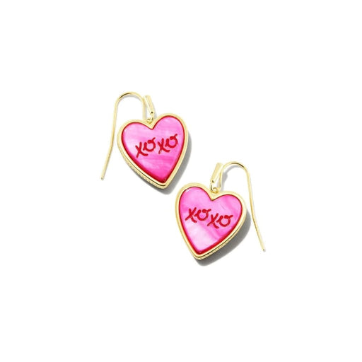 Kendra Scott : Xoxo Gold Drop Earrings In Hot Pink Mother-Of-Pearl - Kendra Scott : Xoxo Gold Drop Earrings In Hot Pink Mother-Of-Pearl